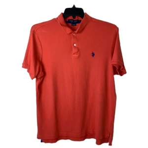 US POLO ASSN USPA Large Embroidered Orange Polo Short Sleeve Shirt - Picture 1 of 7