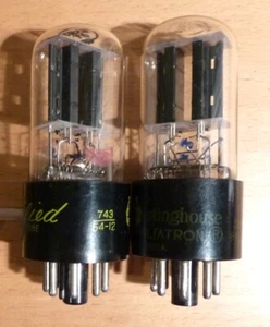 Pair 2 Westinghouse 6SN7GT Tubes Tested Hickok 539 US  matched Black ,Tung Sol? - Picture 1 of 2