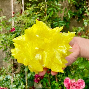 1.3LB Rare yellow sulfur crystal quartz crystal mineral specimen - Photo 1/14