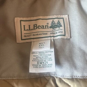 Mens 2XL Tall L.L. Bean Beige Canvas Cotton Plaid Liner Chore Jacket - Picture 1 of 4