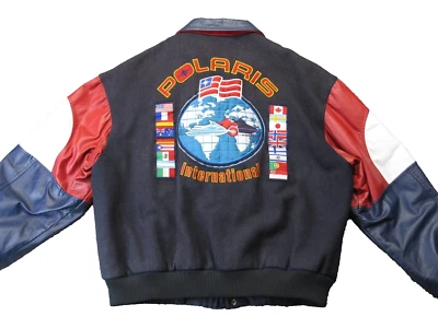 Vintage Polaris Snowmobiles International Leather Wool Varsity Jacket Men’s XL - Image 1 of 4