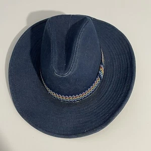 1980’s Unisex Hat Cowboy Western Denim Embroidered Multicolor Band S 6 3/4-6 7/8 - Picture 1 of 12