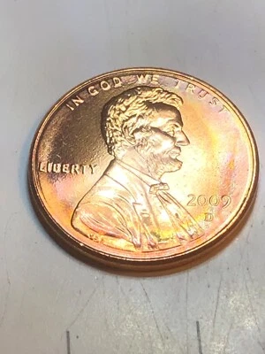 2009 D BU Penny error Presidential years. DDO Rainbow toning - Image 1 of 3