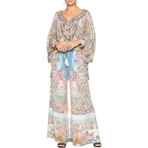 Camilla Blanche's Blessings Pants Size M AU 12/US 8 Print Silk Wide Leg Trouser - Picture 1 of 13