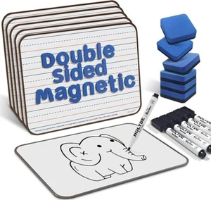 6er Pack trocken abwischbare Whiteboards, 9"x12", doppelseitig, mit Buchstaben/Markierungen/Radiergummis - Bild 1 von 8