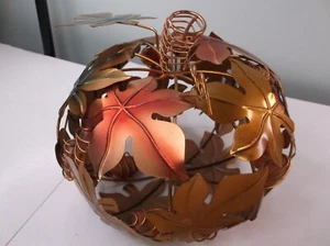 Pier 1 Imports Copper Colored Metal Pumpkin Halloween Thanksgiving Fall Holidays - Picture 1 of 8