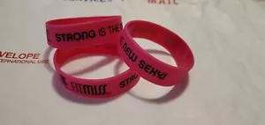 (3) FitMiss rubber Wristband strong is sexy pink Muscle Pharm bsn olympia promo - Picture 1 of 2
