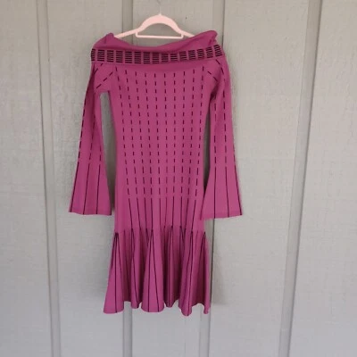 Vestido Prabal Gurung Mujer Rayas Hombro Descubierto Talla 0 Tejido Manga Larga Preppy Foto 1 de 4