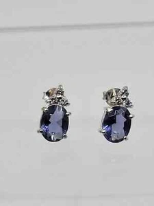 Gorgeous Sterling Silver 925 Stud Earrings Cubic Zirconia Stones 2.34 g - Picture 1 of 15
