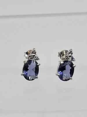Gorgeous Sterling Silver 925 Stud Earrings Cubic Zirconia Stones 2.34 g - Image 1 of 4