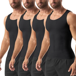 4 Pack Men Compression Muscle Undershirt Slimming Tank Top Shapewear Body Shaper - Picture 1 of 17