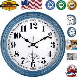 Large Display 12-Inch Quartz Wall Clock with Waterproof and Temperature Features - Picture 1 of 9