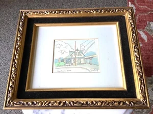Vintage Framed Nancy Vining Watercolor Painting - Swarthmore Station Free Ship! - Picture 1 of 5