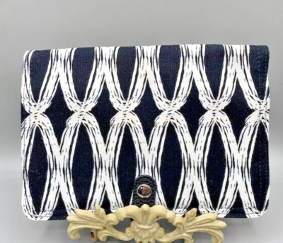 Bandolera Thirty-One Doble Arriba Negro Eslabones Bolso sin asas 8.5" x 6" Bolsillos/Ranuras para tarjetas Foto 1 de 4