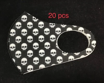 20 pcs Skeleton print Stretch Cloth Face Cover Washable Fashion Handmade Mask - Image 1 of 4