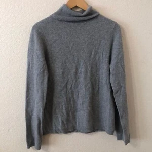 Garnet Hill Essential Cashmere Turtleneck Sweater in Gray - Size Large - Picture 1 of 5