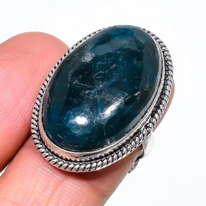 Neon Apatite Oval Shape Gemstone Adjustable Ring Unique Handmade Jewelry FR 1761 - Picture 1 of 7