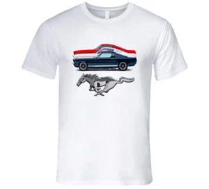 Mustang Fastback Red White Blue Ponycar Premium Gift 65 66 64 T Shirt - Picture 1 of 4