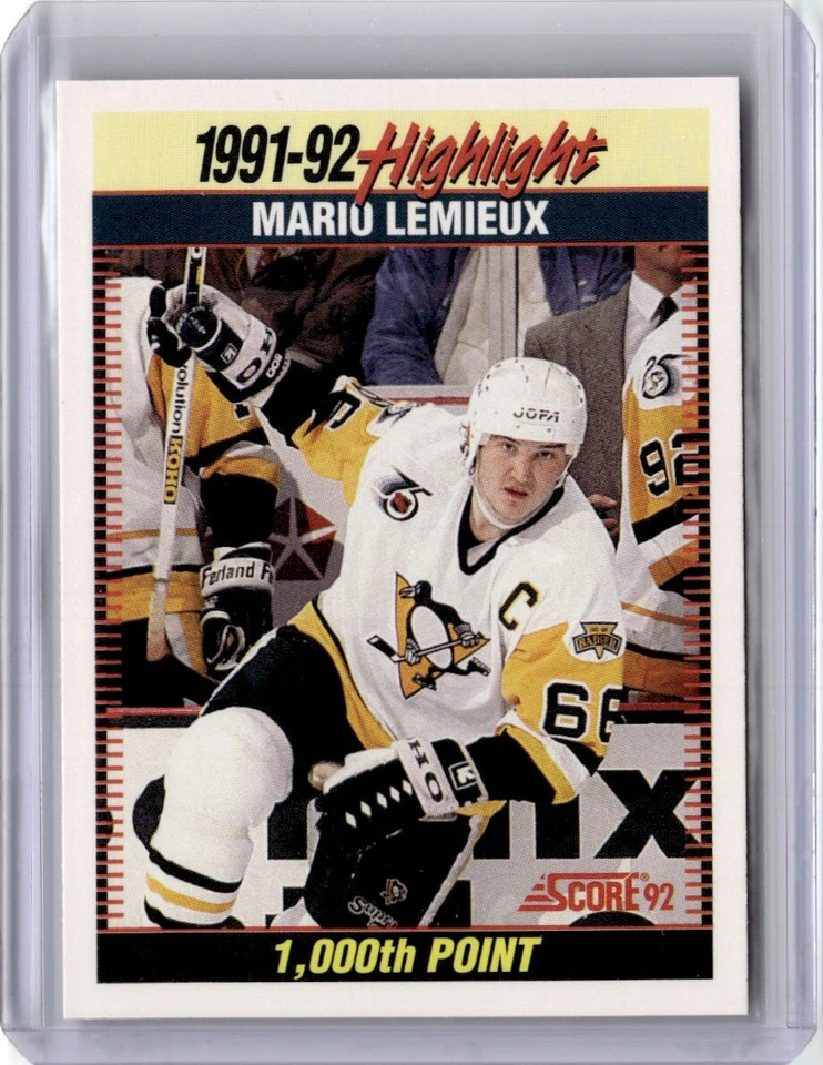 1992-93 Score Hockey Card Mario Lemieux Pittsburgh Penguins #448 - Image 1 of 2