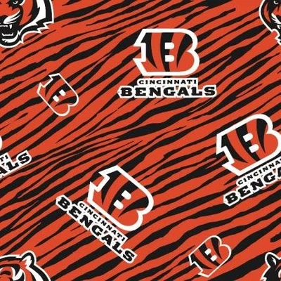 Tela de algodón Cincinnati Bengals NFL por yarda cuarto de grasa media yarda 1 yarda... Foto 1 de 2