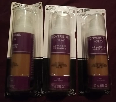 3 NEW Covergirl Advanced Radiance with Olay Age Defying Makeup #155 Soft Honey - Image 1 of 4