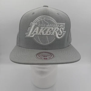 Mitchell Ness LA Lakers SnapBack Hat Adjustable Silver Embroidered NBA Logo Fit - Picture 1 of 6