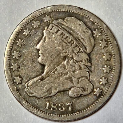 1837 США СЕРЕБРЯНАЯ КРЫШКА БЮСТ ДЕСЯТИЦЕНТОВИК KM-48 N-21828 ОРИГИНАЛЬНАЯ КОЖА ПОСЛЕДНИЙ ГОД ИЗЯЩНЫЙ - Изображение 1 из 4