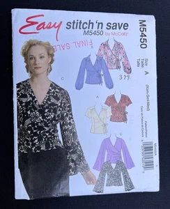 McCall's Stitch N Save M5450 Misses Tops Wrap Front 2007 Pattern sz XS-S-M Uncut - Picture 1 of 3