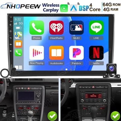 4+64GB Android 15 AutoRadio CarPlay Für Audi A4 8E 8H B6 B7 2000-2009 GPS Navi - Bild 1 von 4