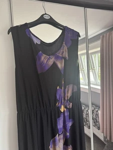 F&F Black Purple Floral Ladies Woman's Lily Maxi Long Dress Size 20 - Picture 1 of 5