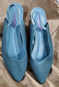 Angolan Blue Comfortable Soft Sling Back Knit Pointed Toe Flats Womens Size 9 - Picture 1 of 5