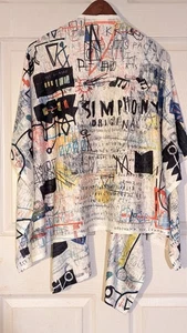 Et Lois Open Cardigan Shawl 'Simphony Original' Abstract All Over Print USA Made - Picture 1 of 9