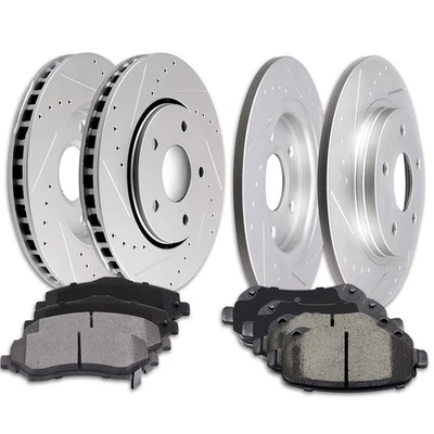 For 2009-2012 Dodge Journey Front Rear Drilled Slot Brake Rotors Ceramic Pads Foto 1 de 4