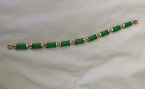 14ct Gold Green Jade Bracelet - Picture 1 of 6