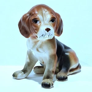 Estatuilla de colección Lefton 2164 cerámica Beagle Hound cachorro perro pintada a mano Japón - Imagen 1 de 10