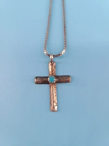 ** Colgante Cruz Turquesa Plata Esterlina Nativa Americana Vintage *** - Imagen 1 de 3
