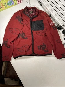 Primitive X Naruto Full Zip Fleece Akatsuki Logo Jacket Men's Size Med Burgundy - Picture 1 of 6