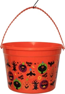 Orange Trick or Treat Bucket with Spooky Fun and Halloween Images - Picture 1 of 1