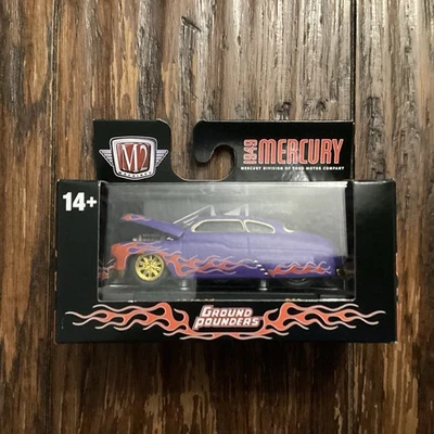 1/64 M2 GROUND POUNDERS 1949 MERCURY CUSTOM COUPE PURPLE WILD CHILD CHASE CAR - Image 1 of 4