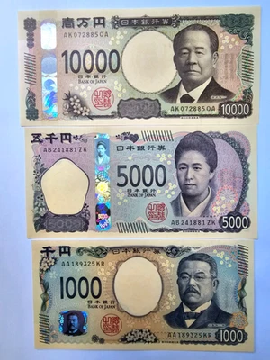 JAPÓN Set 3 - 1000 5000 10000 Yenes 2024 P 107-109 UNC/w1 Foto 1 de 2