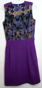 Vestido Preen by Thornton Bregazzi Púrpura Geométrico Seda Sin Mangas Pequeño Usado en Excelente Condición - Imagen 1 de 7
