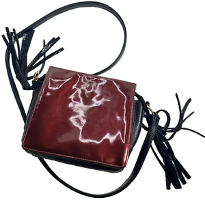 Kelly Wynne Fringe Purse Red Crossbody Made in USA Whimsigoth Shiny Burgundy Bag - Picture 1 of 18
