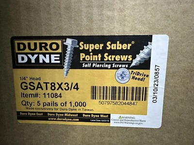 (1000-Pk) Duro Dyne Super Saber Screws # 8 x 3/4" 11084