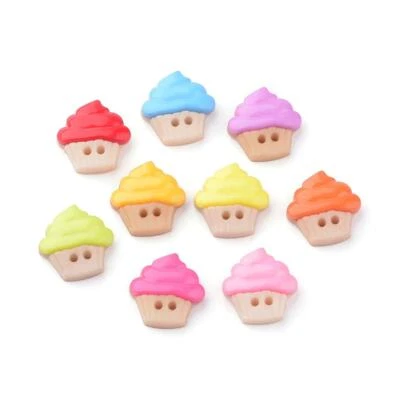 20 Cupcake Buttons Mixed Set Jewelry Making Sewing Supplies Assorted Lot 2 Hole - Image 1 of 2