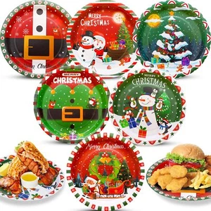120 Pcs Christmas Paper Plates 9 Inch Christmas Disposable Plates Xmas Paper ... - Picture 1 of 7