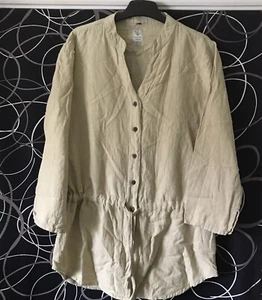HEAVEN HEMP Brand ButtonUp Tunic Mandarin Collar/Belt/Sleeve SizeM NaturalFibres - Picture 1 of 9
