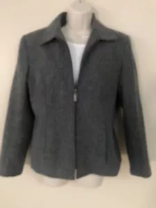 Sag Harbor Womans Gray Wool Coat Zipped Jacket Size 12 - Picture 1 of 8