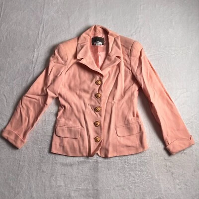 Chaqueta Blazer Rickie Freeman Teri Jon Para Mujer 6 Coral Mezcla Lana Bolsillo Chorro * Foto 1 de 4