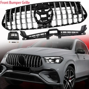 Chrome+Black Fits Mercedes Benz W167 Sport 2024-ON Front Bumper Grille Grill ABS - Picture 1 of 12