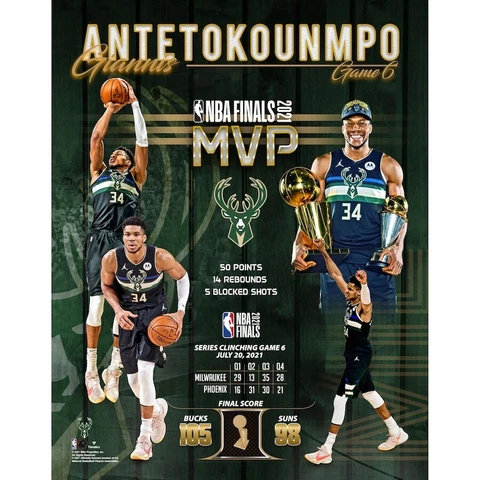 Milwaukee Bucks Giannis Antetokounmpo 2021 Bill Russell NBA Finals MVP Photo Pic Cover